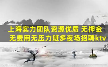 上海实力团队资源优质 无押金无费用无压力班多夜场招聘ktv